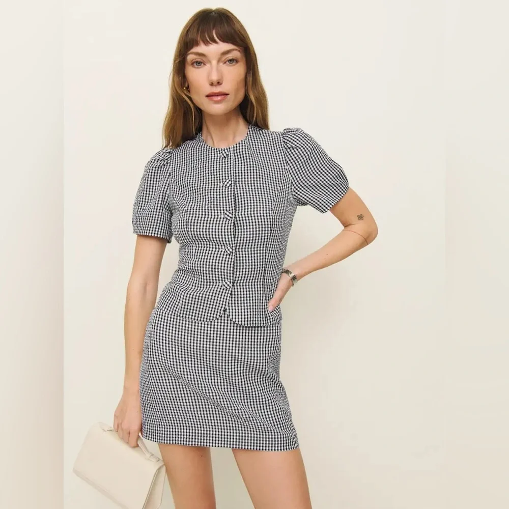 Reformation Mika Two Piece In Black And White Check, brand new, never worn.